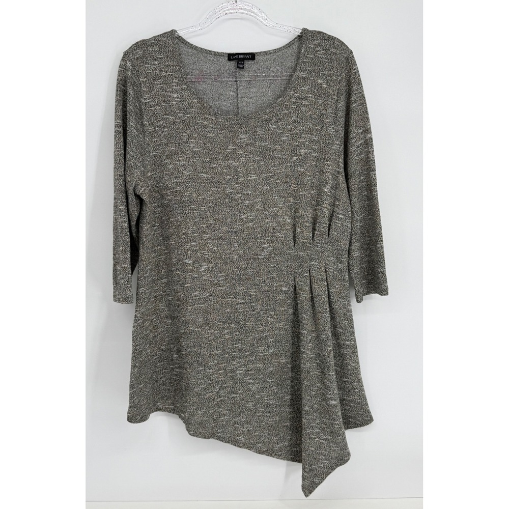 Lane Bryant Gray Space Dye Metallic Shimmer Asymmetric Tunic Top Womens Sz 14/16